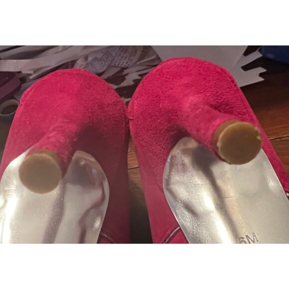 Michael Kors women's sz 6 fuschia high heel, open toe, bootie shoes, cutouts - Picture 11 of 12